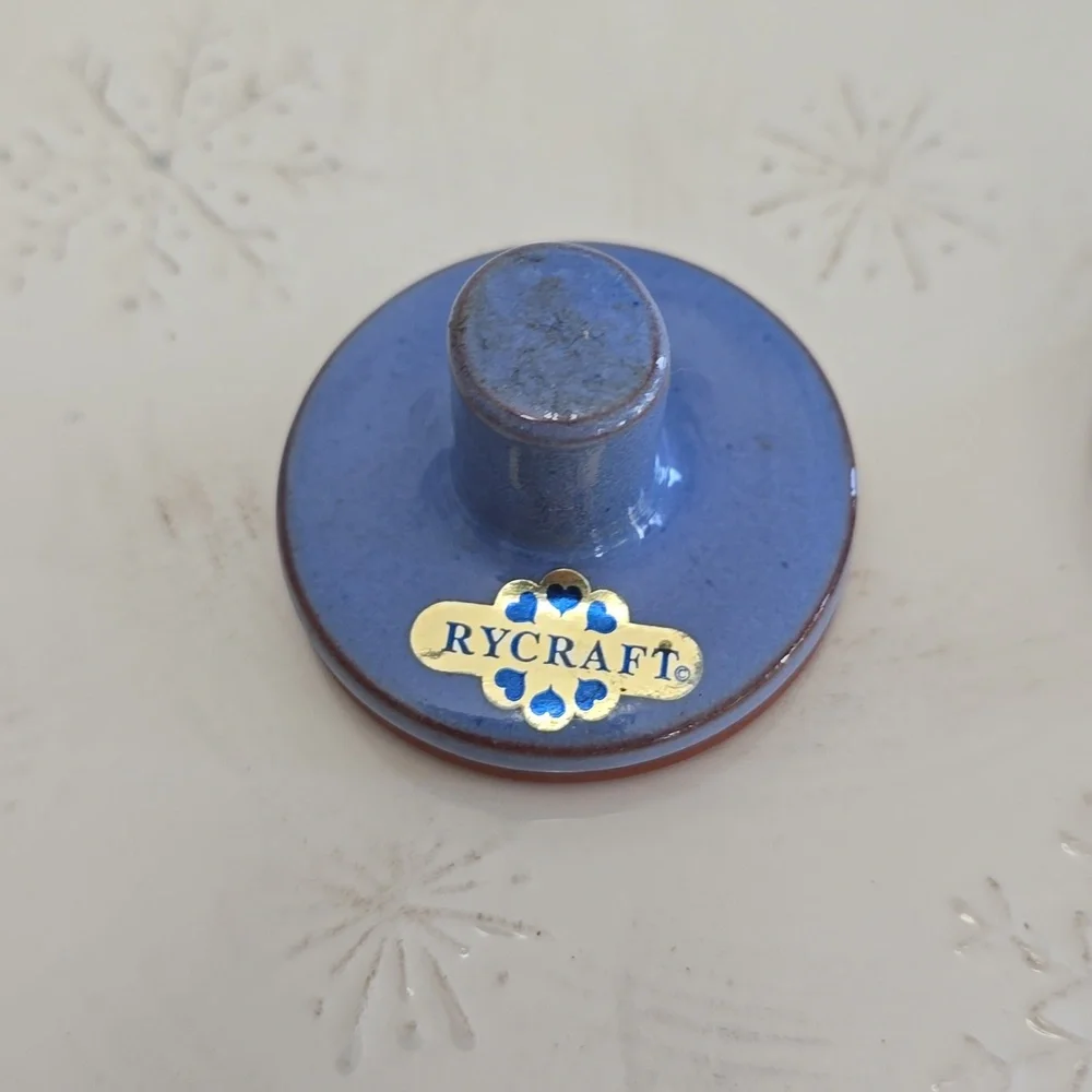 Set of 2 Rycraft Cookie Stamps with Handle  Terrra Cotta Nightingale Holly  Blue